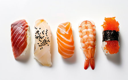 Artful Delights of Japanese Cuisine On White Background Generative By Ai.の素材