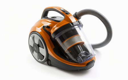 Navigating Hygiene with a Modern Vacuum Cleaner On White Background Generative By Ai.の素材