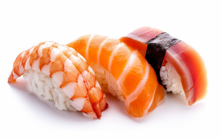 Exploring the World of Sushi On White Background Generative By Ai.の素材