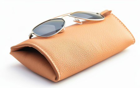 Storing Shades with a Stylish Case On White Background Generative By Ai.の素材
