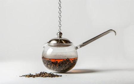 Unwinding with the Convenience of a Tea Infuser On White Background Generative By Ai.の素材