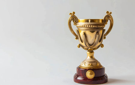 Celebrating Achievement with a Shining Trophy On White Background Generative By Ai.の素材