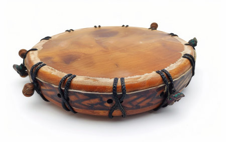 Dancing to the Beat of the Tambourine On White Background Generative By Ai.の素材