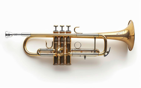 Trumpeting Musical Expression On White Background Generative By Ai.の素材