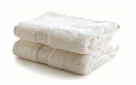 Bathing Bliss with Absorbent Towels On White Background Generative By Ai.の素材