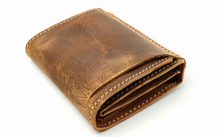 Carrying Essentials with a Stylish Wallet On White Background Generative By Ai.の素材