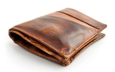 Organizing Finances with a Compact Wallet On White Background Generative By Ai.の素材