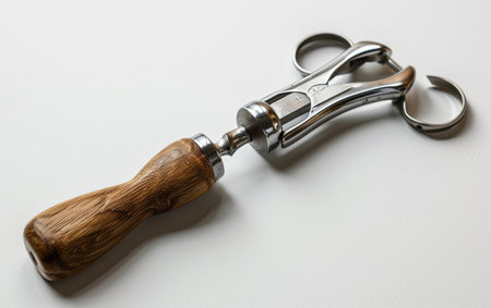 The Art of Wine Opening with a Corkscrew On White Background Generative By Ai.の素材