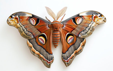 Atlas Moth Unveiled in Nature's Tapestry On White Background Generative By Ai.の素材