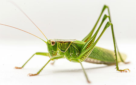 The Green Beauty of a Katydid Nymph On White Background Generative By Ai.の素材