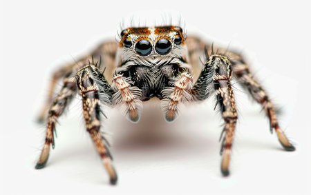 The Agile Moves of the Jumping Spider On White Background Generative By Ai.の素材