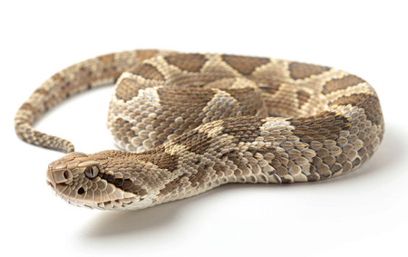 The Stealthy Presence of a Western Diamondback On White Background Generative By Ai.の素材