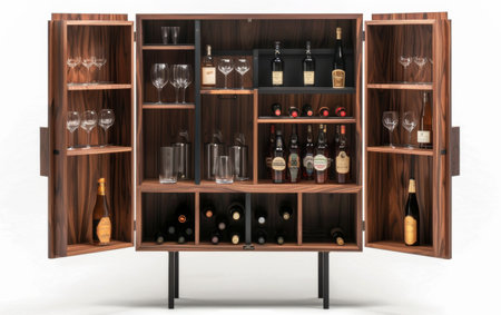 Contemporary Bar Cabinet On White Background.の素材