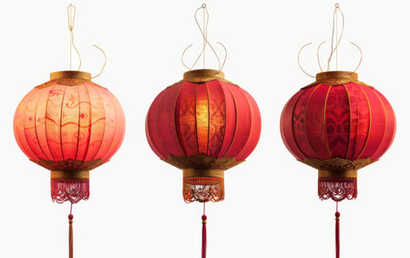 Chinese Lantern Festival On White Background.の素材