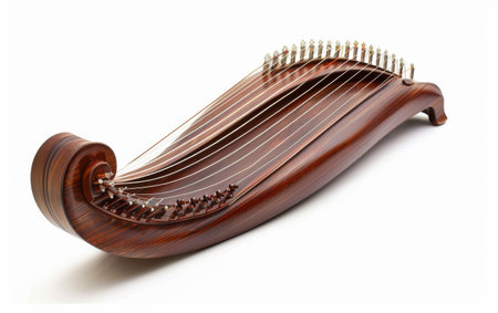 Chinese Traditional Guzheng On White Background.の素材