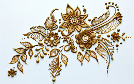 The Art of Henna Mehndi On White Background.の素材