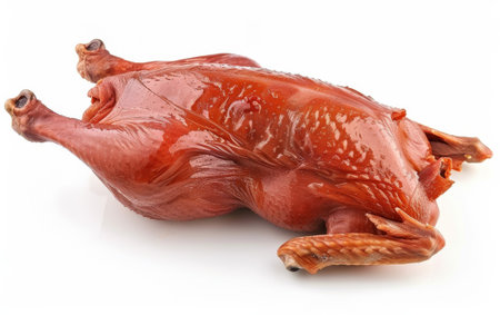 The Succulence of Peking Duck On White Background.の素材