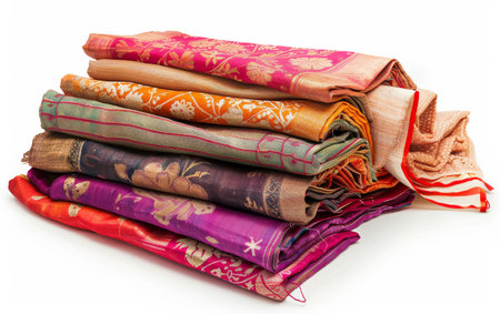 Pakistani Sarees Unveiling Cultural Splendor On White Background.の素材