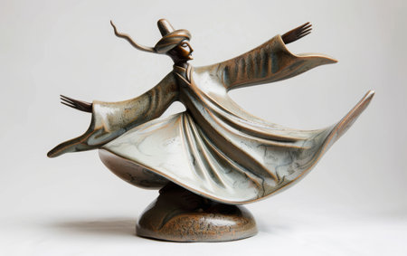 Whirling Dervish Figurines Embodying Spiritual Traditions On White Background.の素材