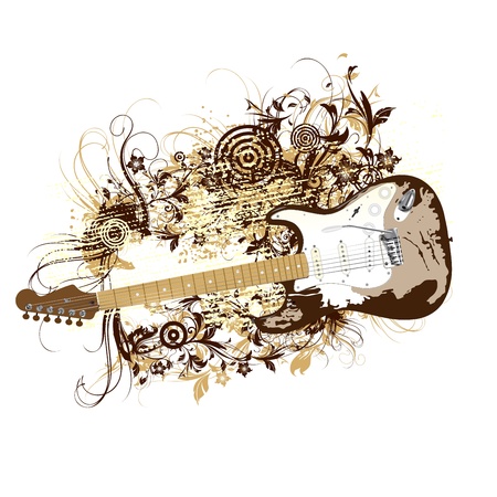retro guitarのイラスト素材