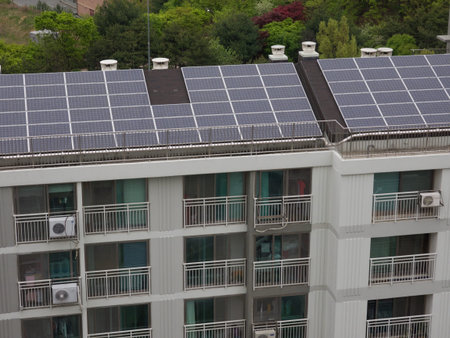 Apartment roof with solar panels