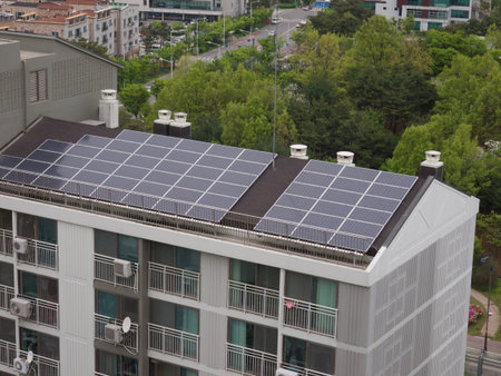 Apartment roof with solar panels