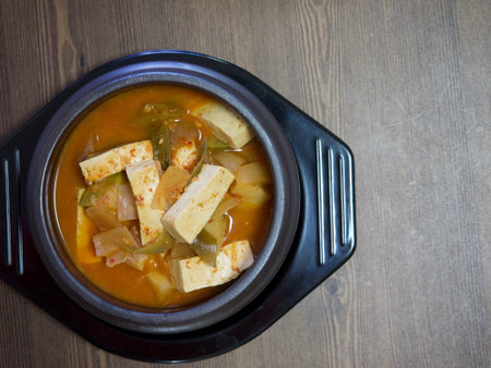 Korean food, miso soupの写真素材