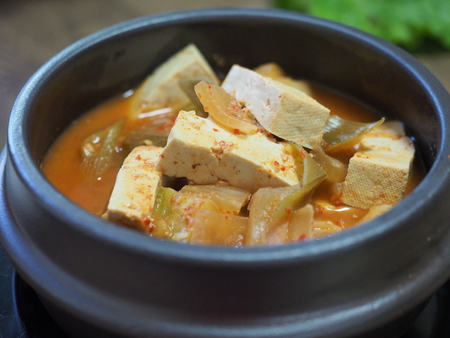 Korean food, miso soupの写真素材
