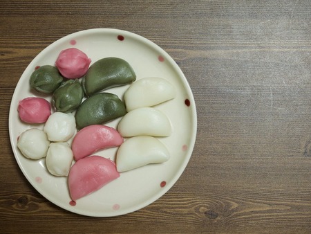 Korean food Songpyeon, Wind tteokの写真素材