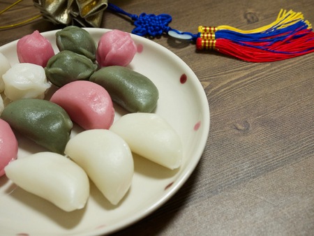 Korean food Songpyeon, Wind tteokの写真素材