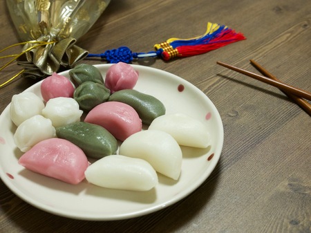 Korean food Songpyeon, Wind tteokの写真素材