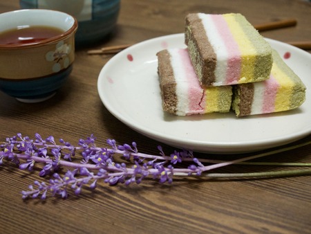 Korean food rainbow rice cakeの写真素材