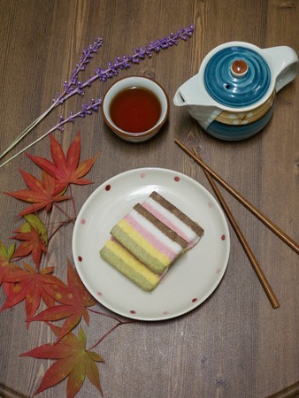 Korean food rainbow rice cakeの写真素材