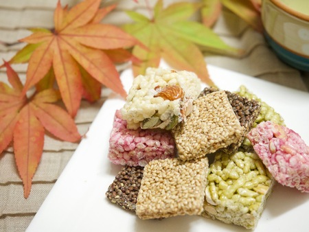 Korean food, Gangjeong (hangwa), Korean traditional cookieの写真素材