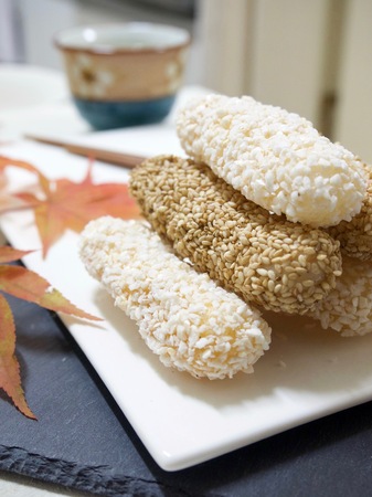Korean traditional cookie yugwaの写真素材