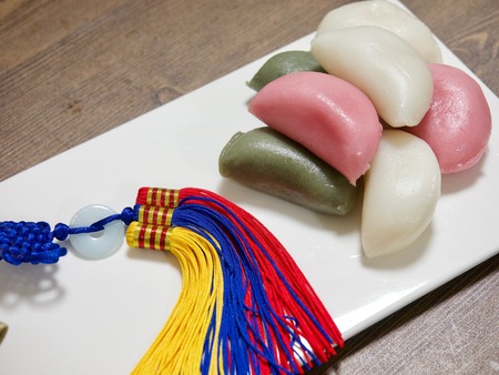 Korean food Songpyeon, Wind tteokの写真素材