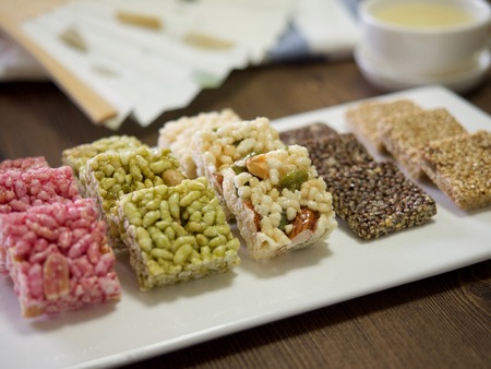 Korean traditional snacks Sweet Rice Puffs, Gangjeongの写真素材