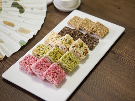 Korean traditional snacks Sweet Rice Puffs, Gangjeongの写真素材