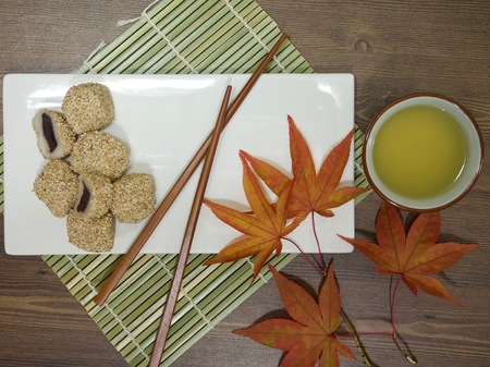 Asian food Sesame glutinous rice cakeの写真素材