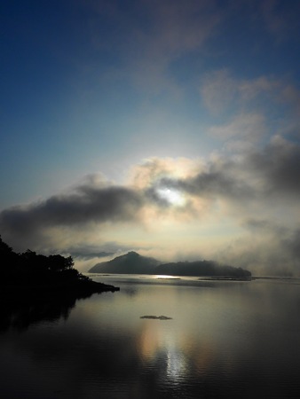 The Morning and Mountain of Daecheong Lake in Cheongju, koreaの写真素材