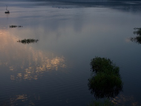 The Morning and Mountain of Daecheong Lake in Cheongju, koreaの写真素材