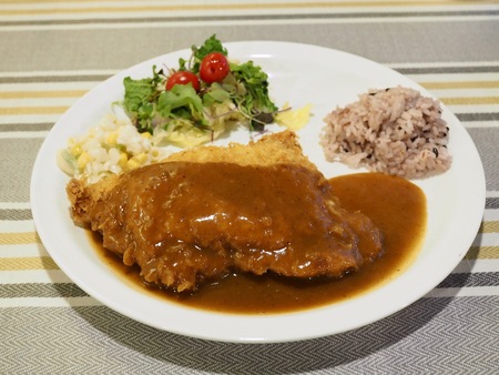 Sweet potato mousse cheese pork cutletの写真素材