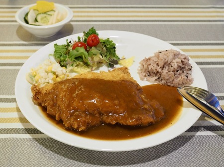 Sweet potato mousse cheese pork cutletの写真素材
