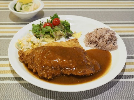 Sweet potato mousse cheese pork cutletの写真素材