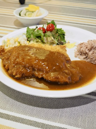 Sweet potato mousse cheese pork cutletの写真素材