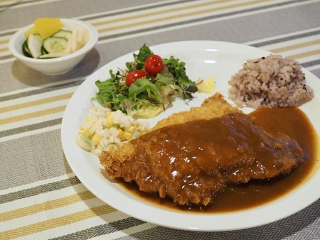 Sweet potato mousse cheese pork cutletの写真素材