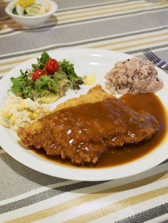 Sweet potato mousse cheese pork cutletの写真素材