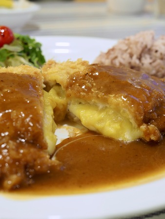 Sweet potato mousse cheese pork cutletの写真素材
