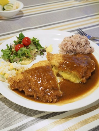 Sweet potato mousse cheese pork cutletの写真素材