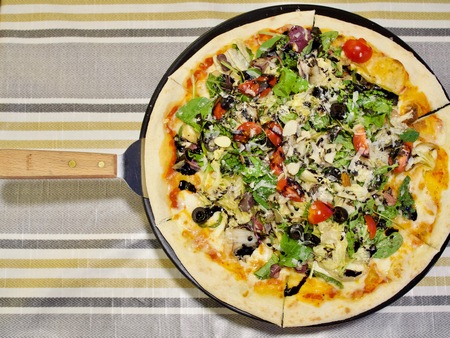 Olive salad pizzaの写真素材